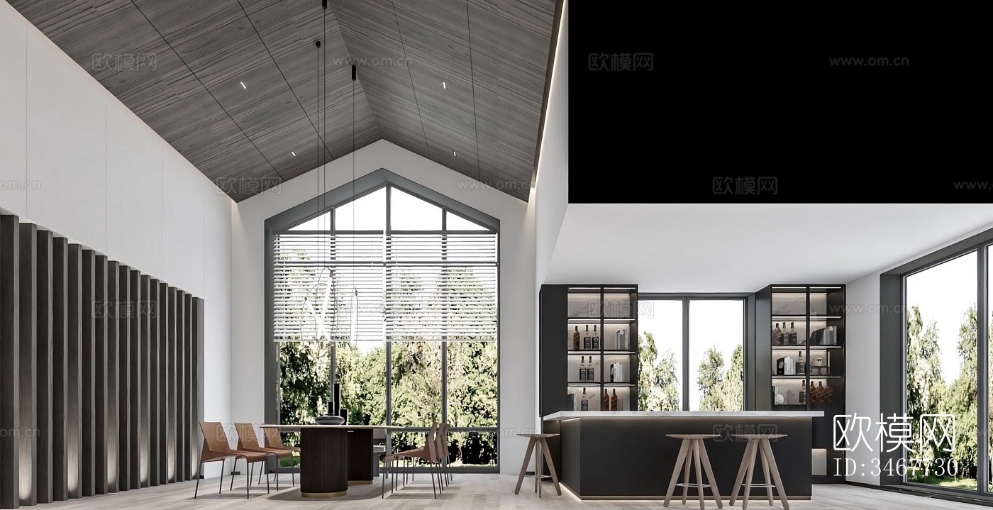 现代大平层效果图下载（渲染图2）