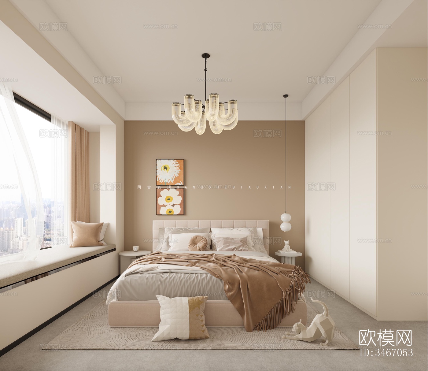 现代卧室效果图下载（渲染图4）