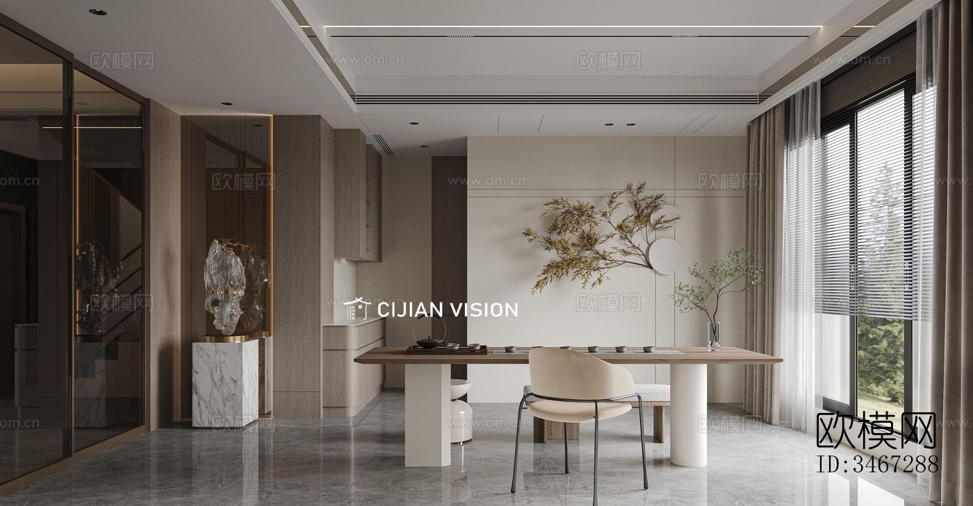 现代大平层效果图下载（渲染图7）