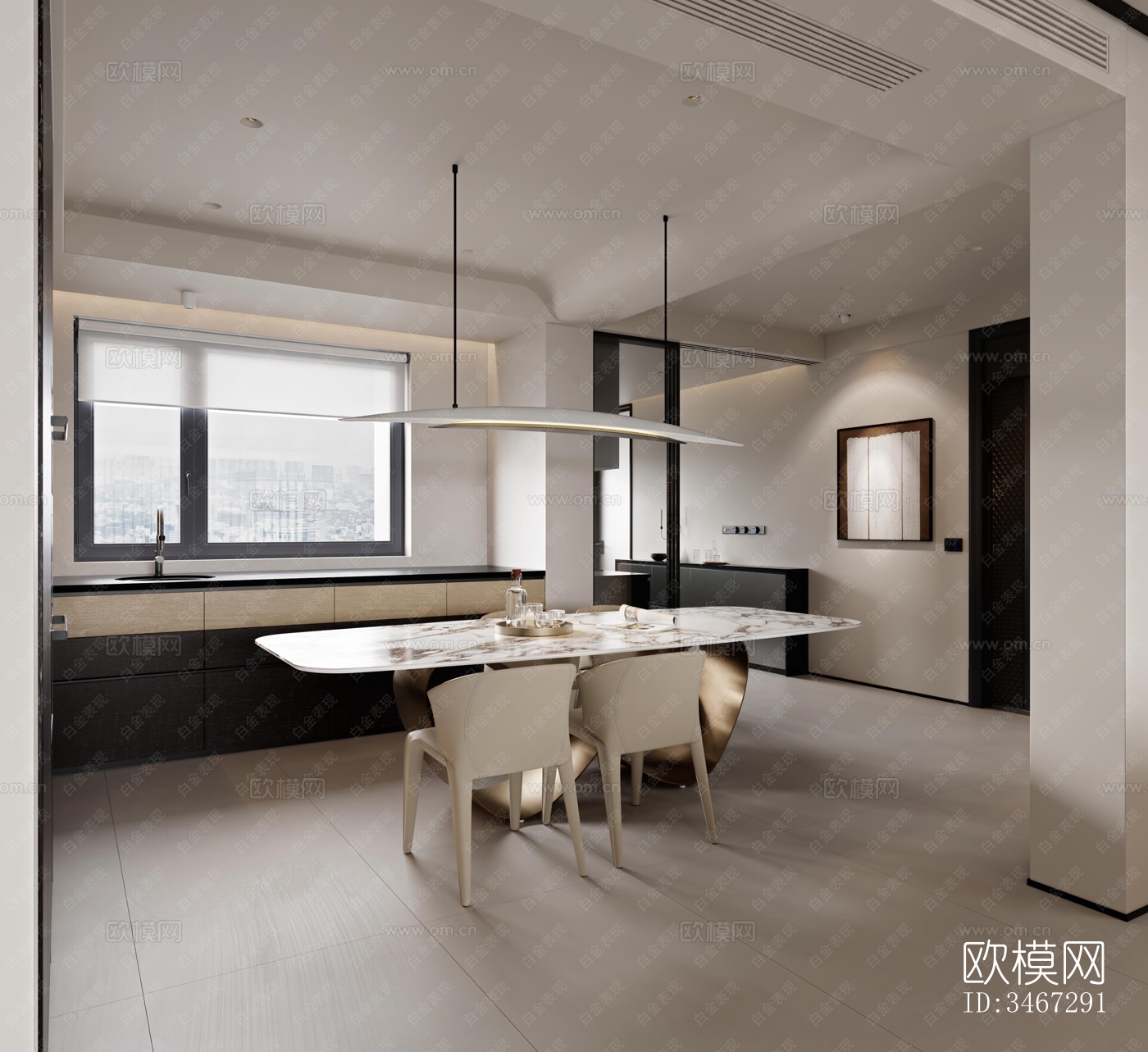 现代大平层效果图下载（渲染图13）