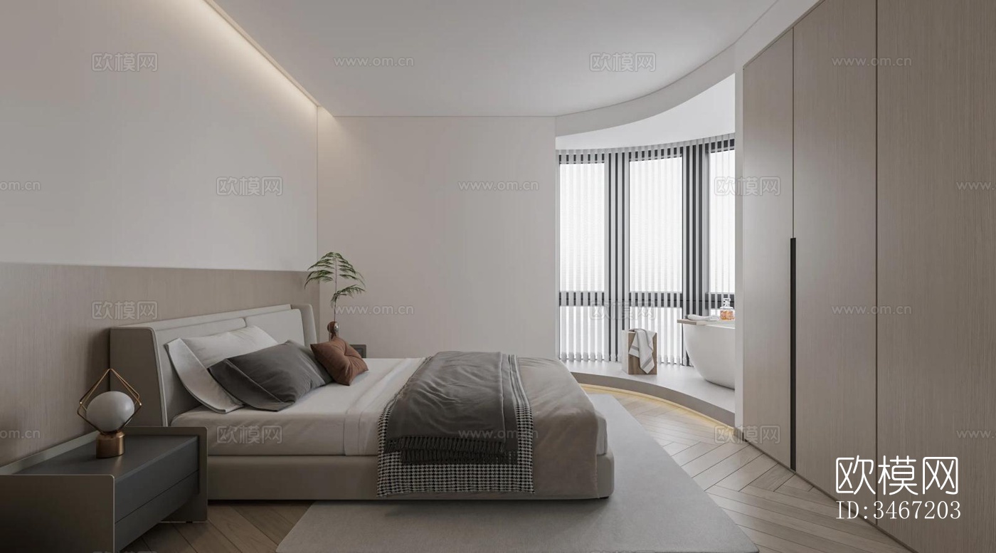 现代大平层效果图下载（渲染图9）