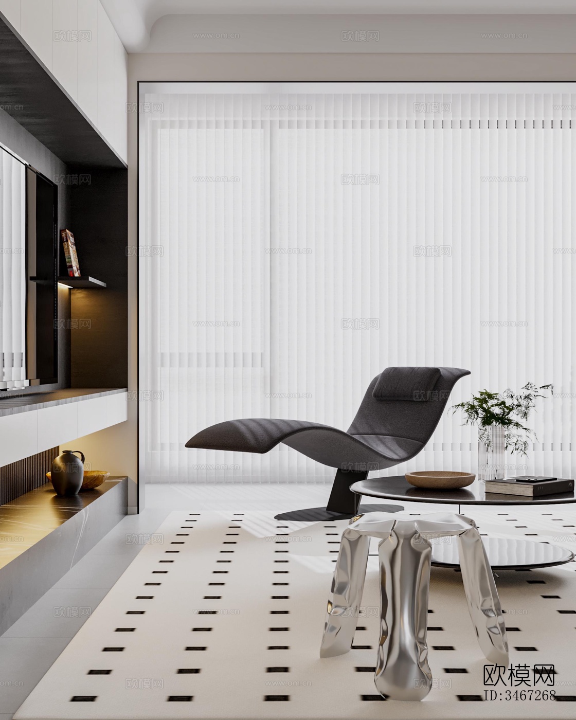 现代大平层效果图下载（渲染图4）