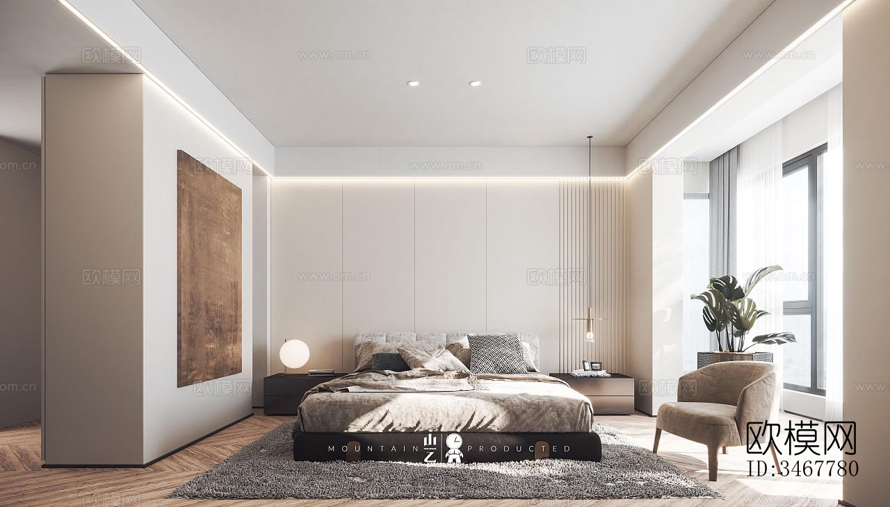 现代大平层效果图下载（渲染图6）