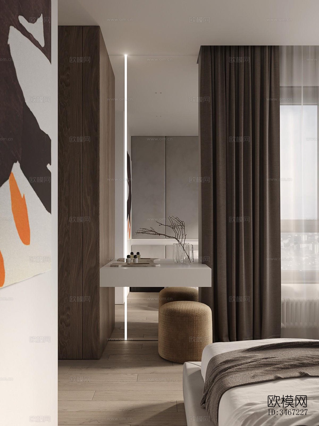 现代大平层效果图下载（渲染图3）