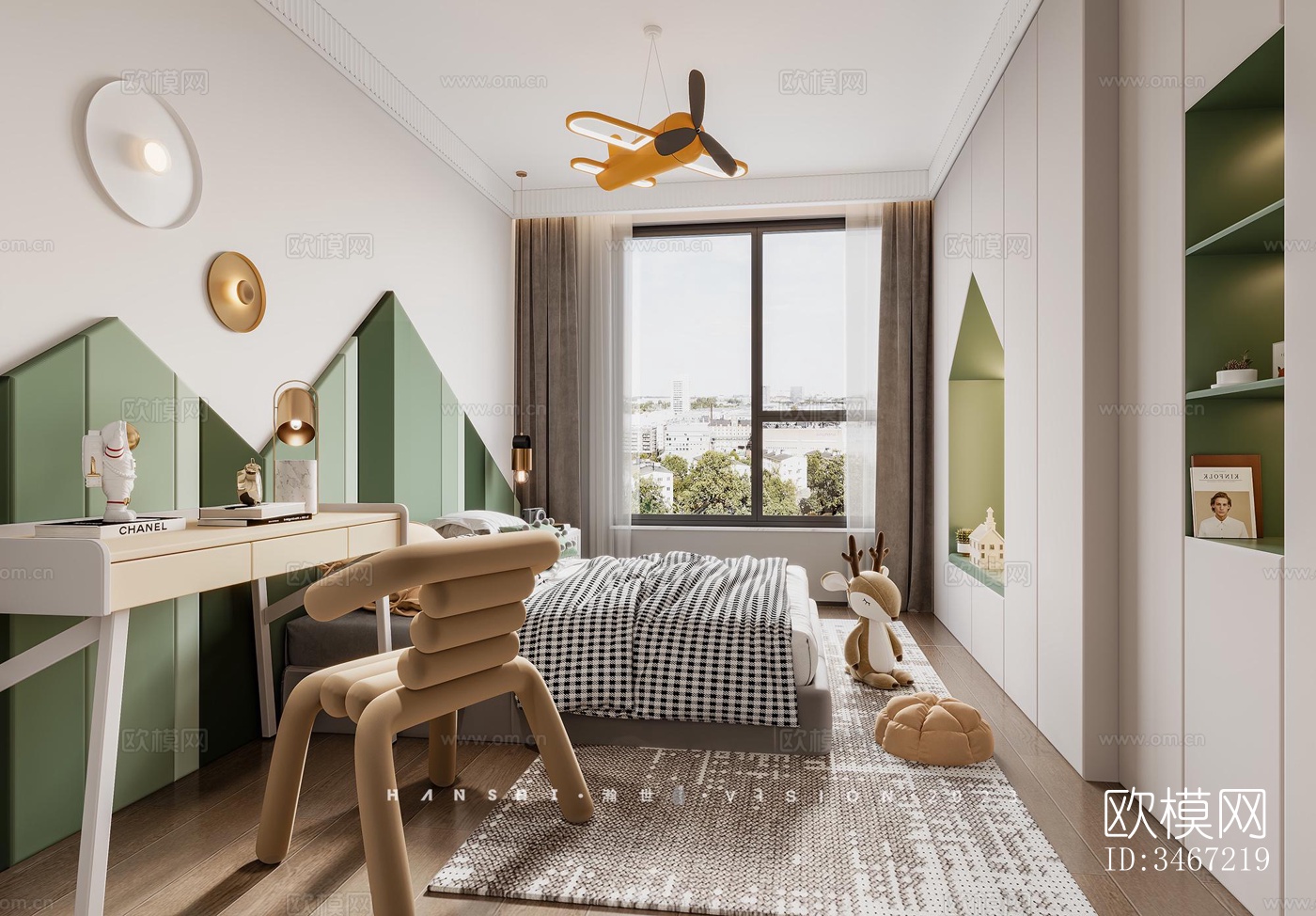 现代大平层效果图下载（渲染图4）