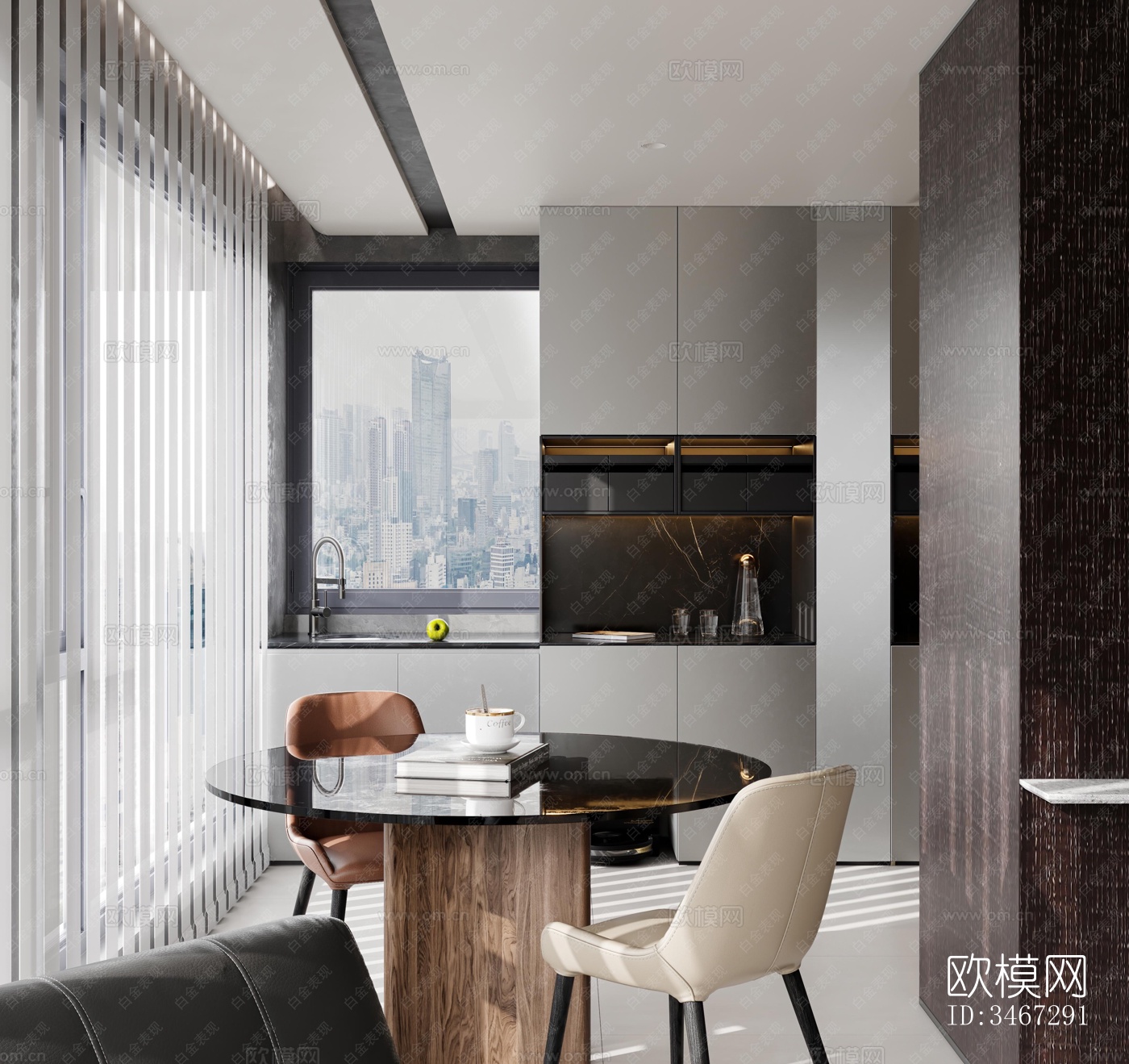 现代大平层效果图下载（渲染图9）