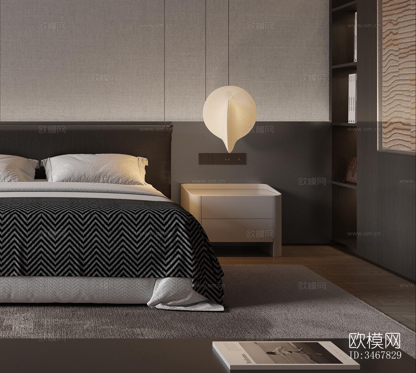 现代大平层效果图下载（渲染图12）