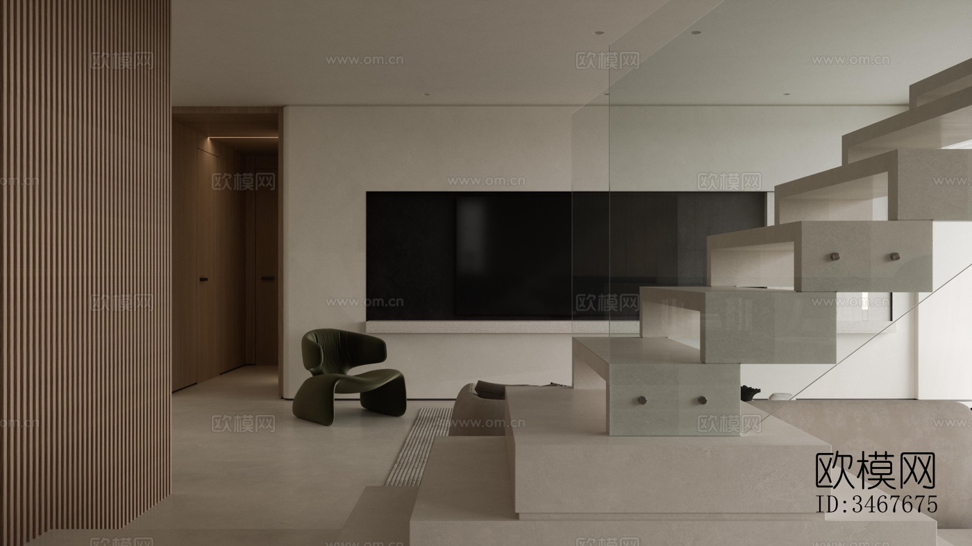 现代大平层效果图下载（渲染图11）