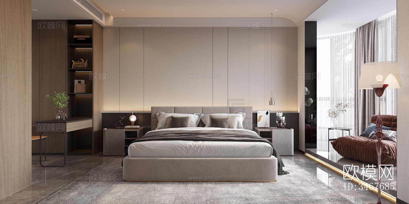 现代大平层效果图下载（渲染图2）