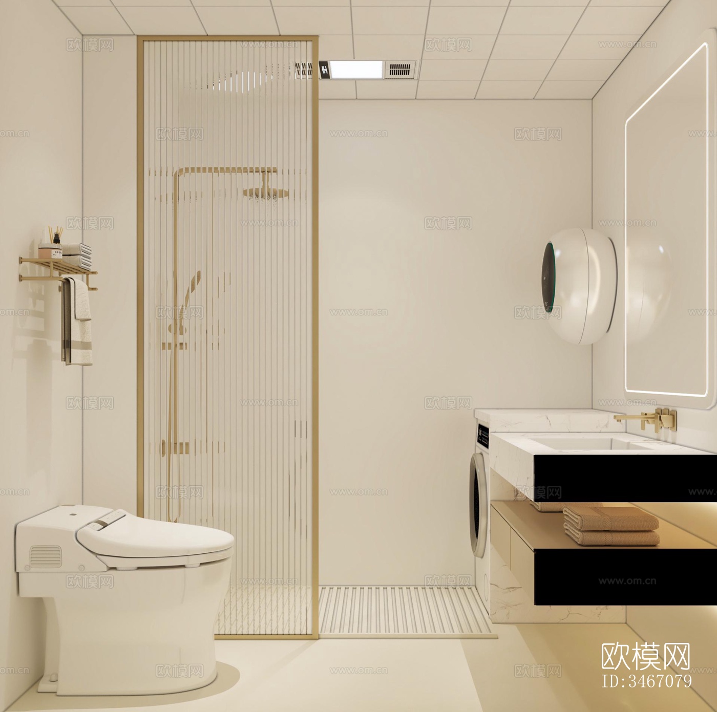 现代卫生间效果图下载（渲染图1）