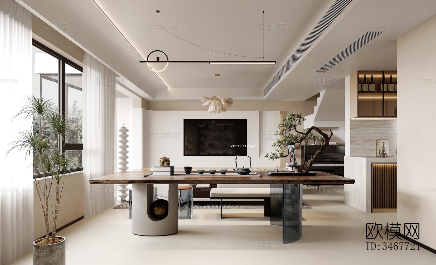 现代大平层效果图下载（渲染图3）