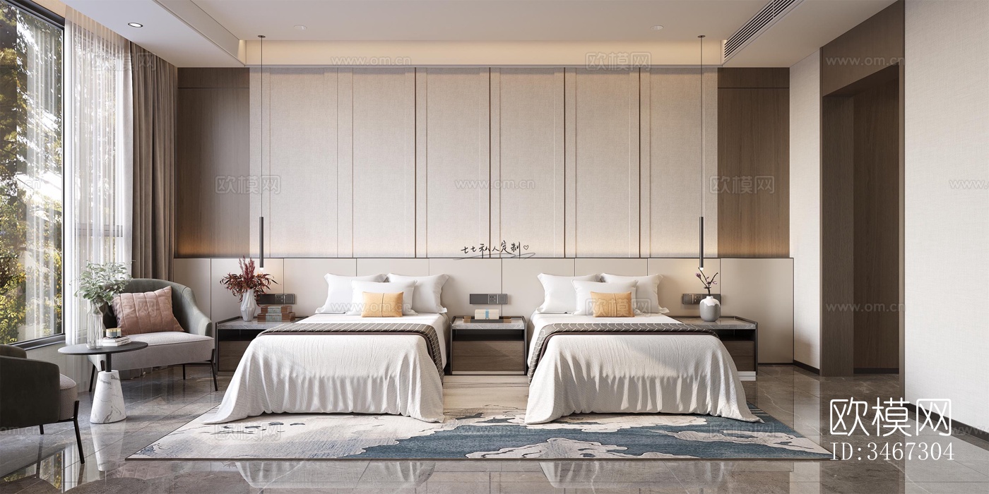 现代大平层效果图下载（渲染图4）