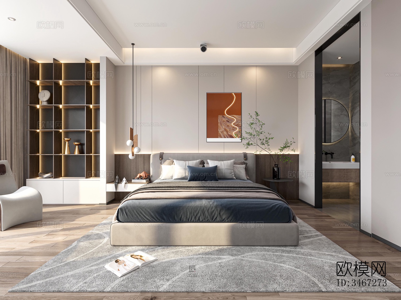 现代大平层效果图下载（渲染图11）