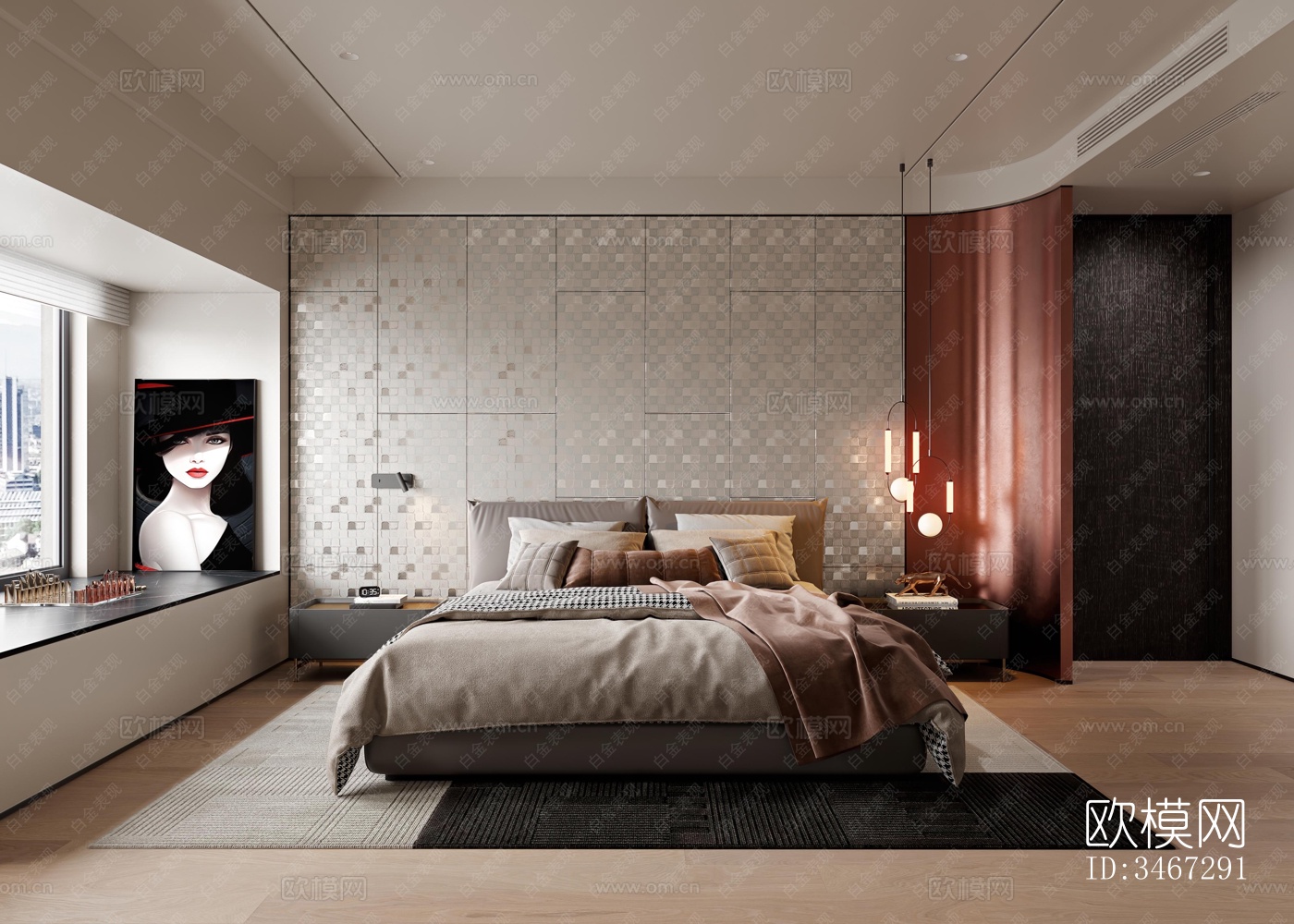 现代大平层效果图下载（渲染图4）