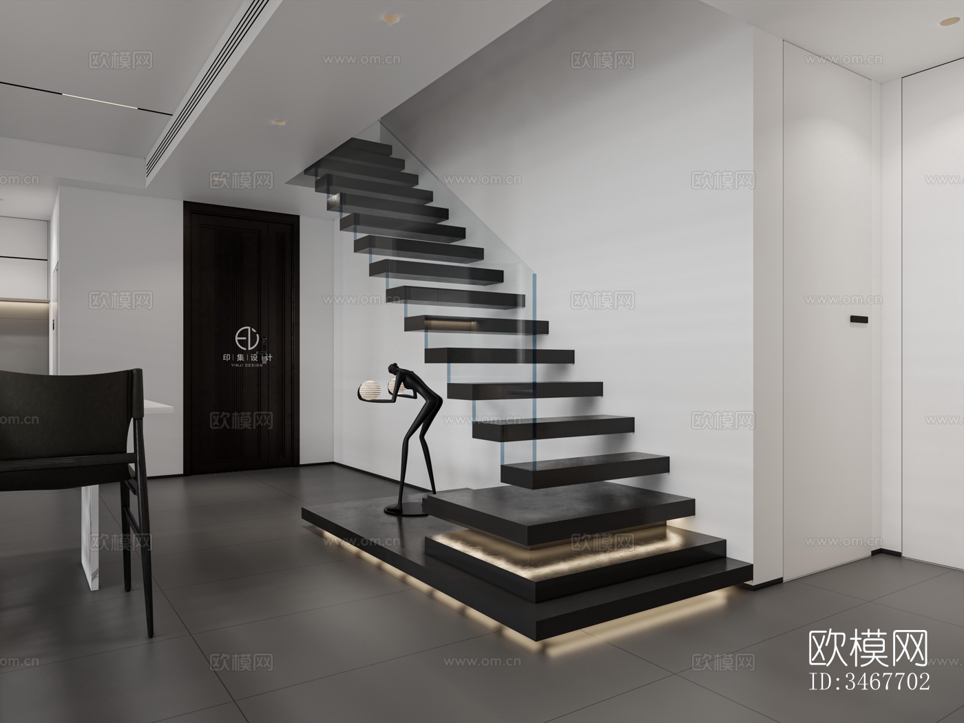 现代大平层效果图下载（渲染图16）