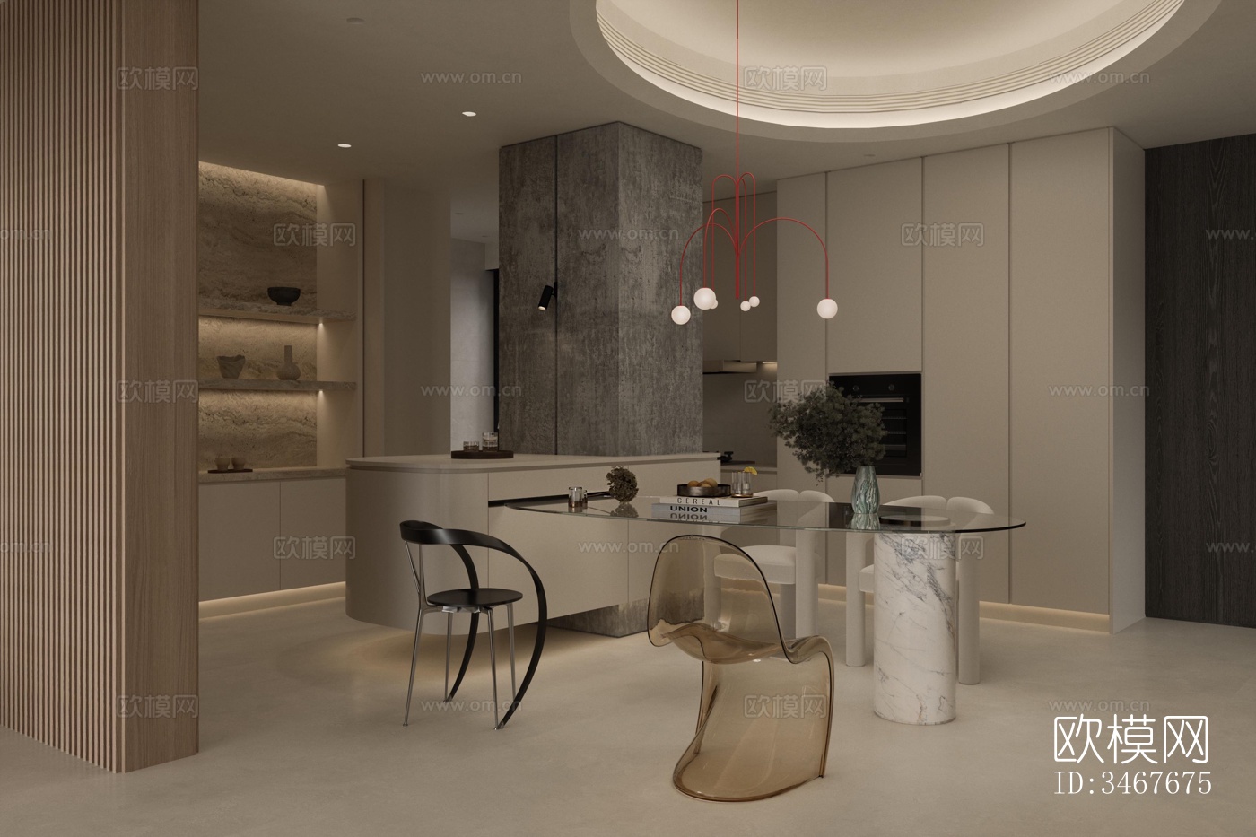 现代大平层效果图下载（渲染图3）