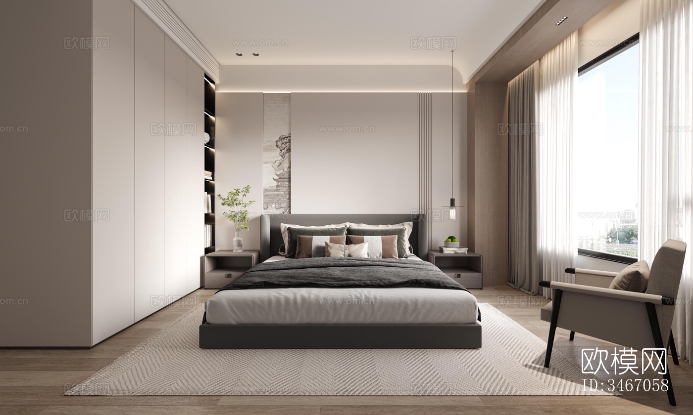 现代卧室效果图下载（渲染图1）
