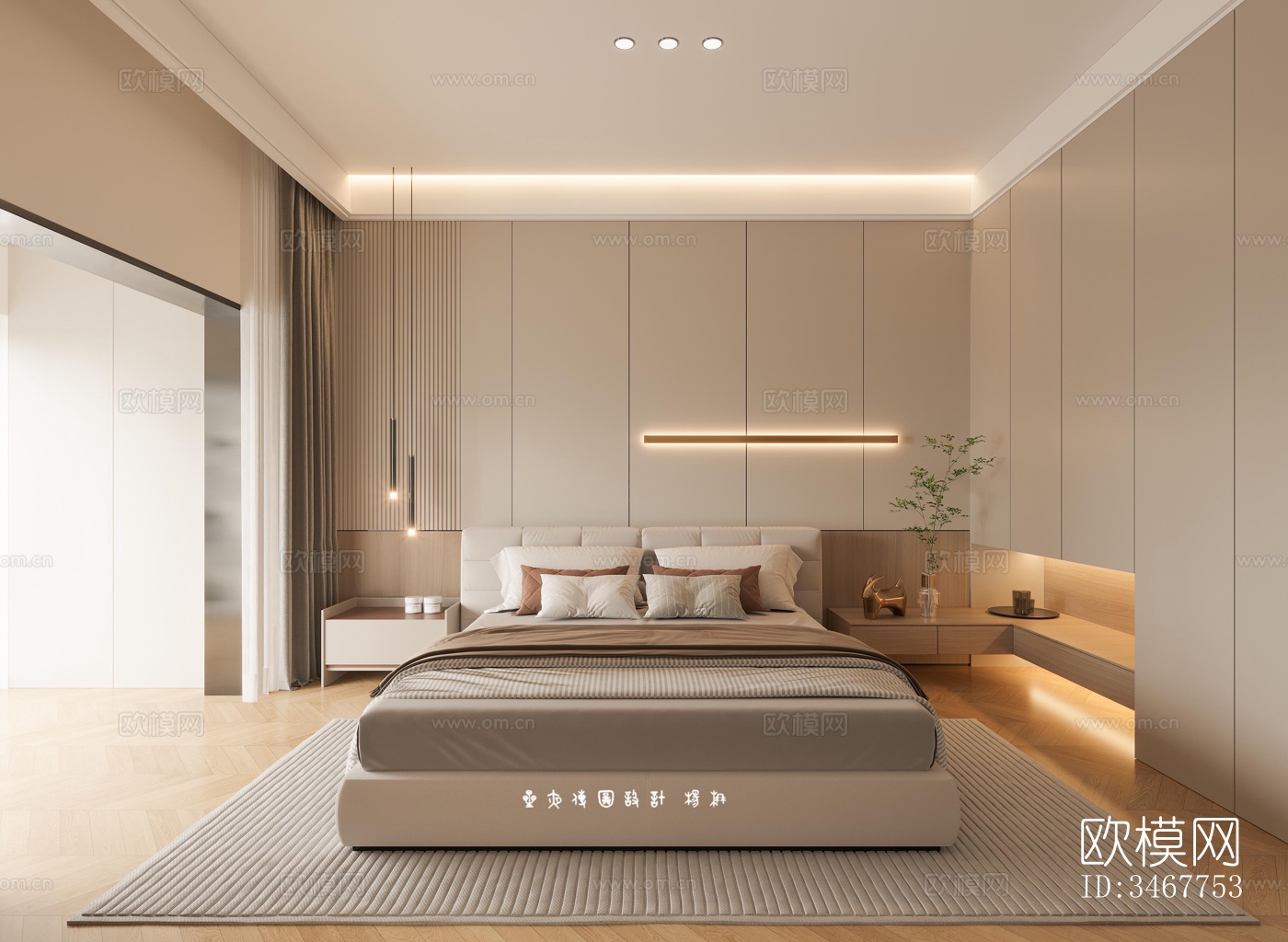 现代大平层效果图下载（渲染图6）