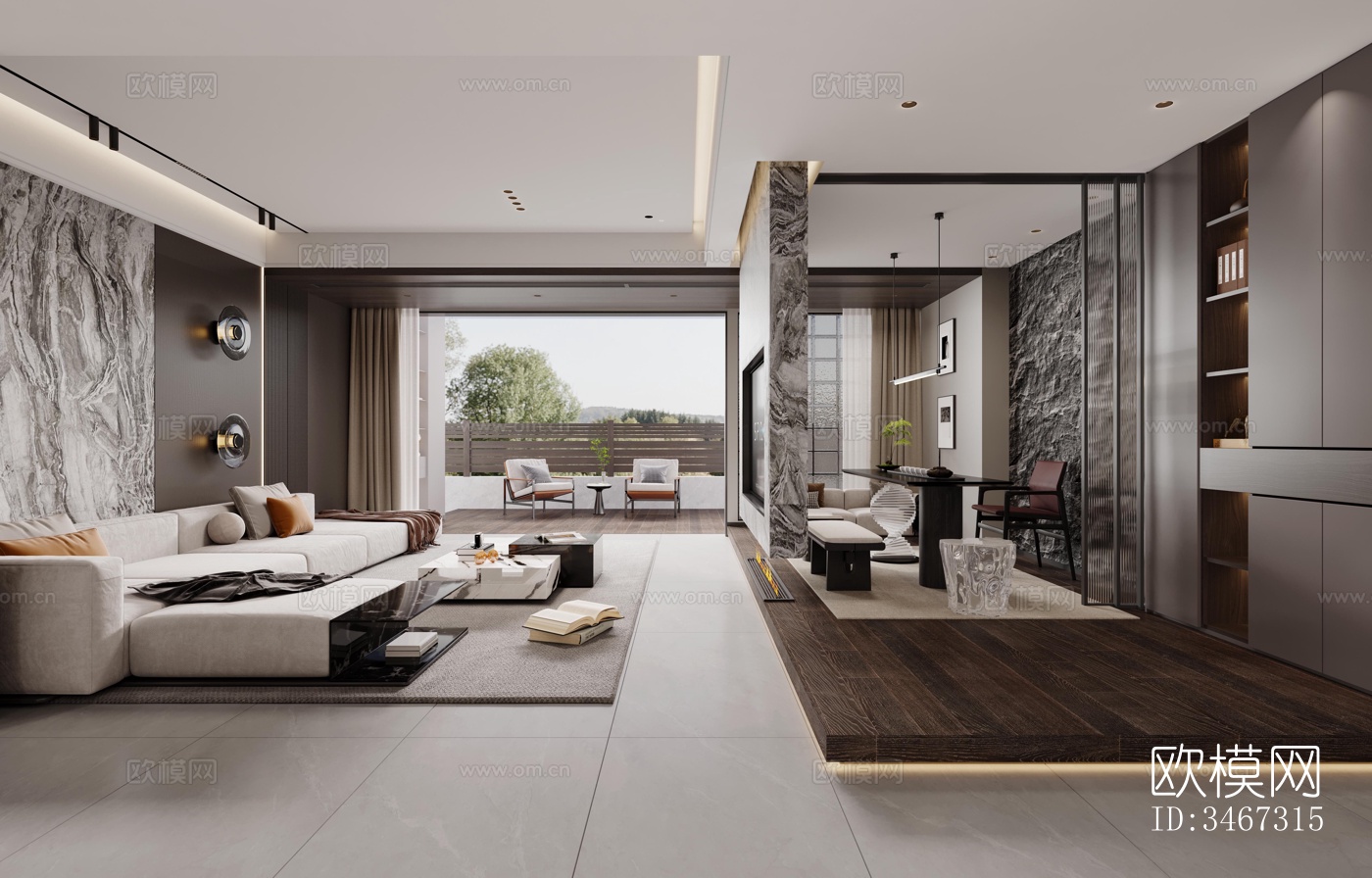 现代大平层效果图下载（渲染图6）