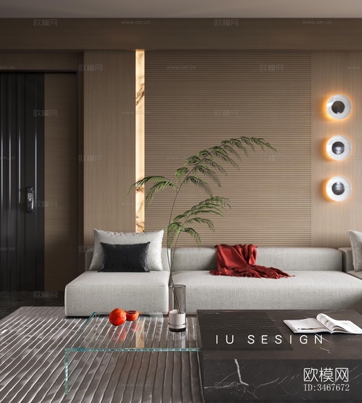 现代大平层效果图下载(渲染图5)