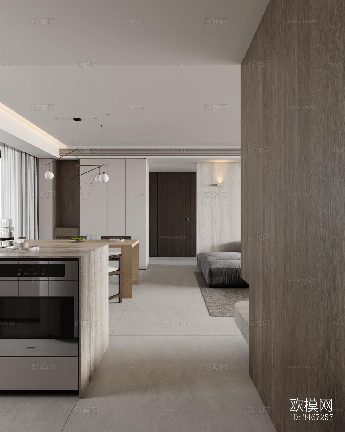 现代大平层效果图下载（渲染图7）