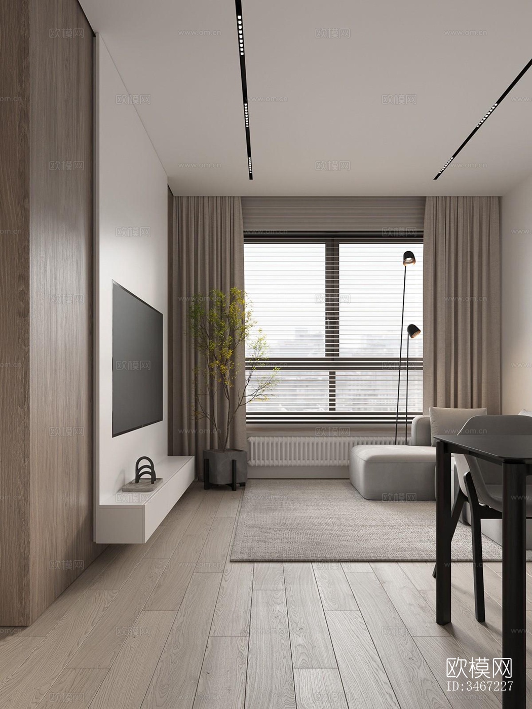 现代大平层效果图下载（渲染图12）