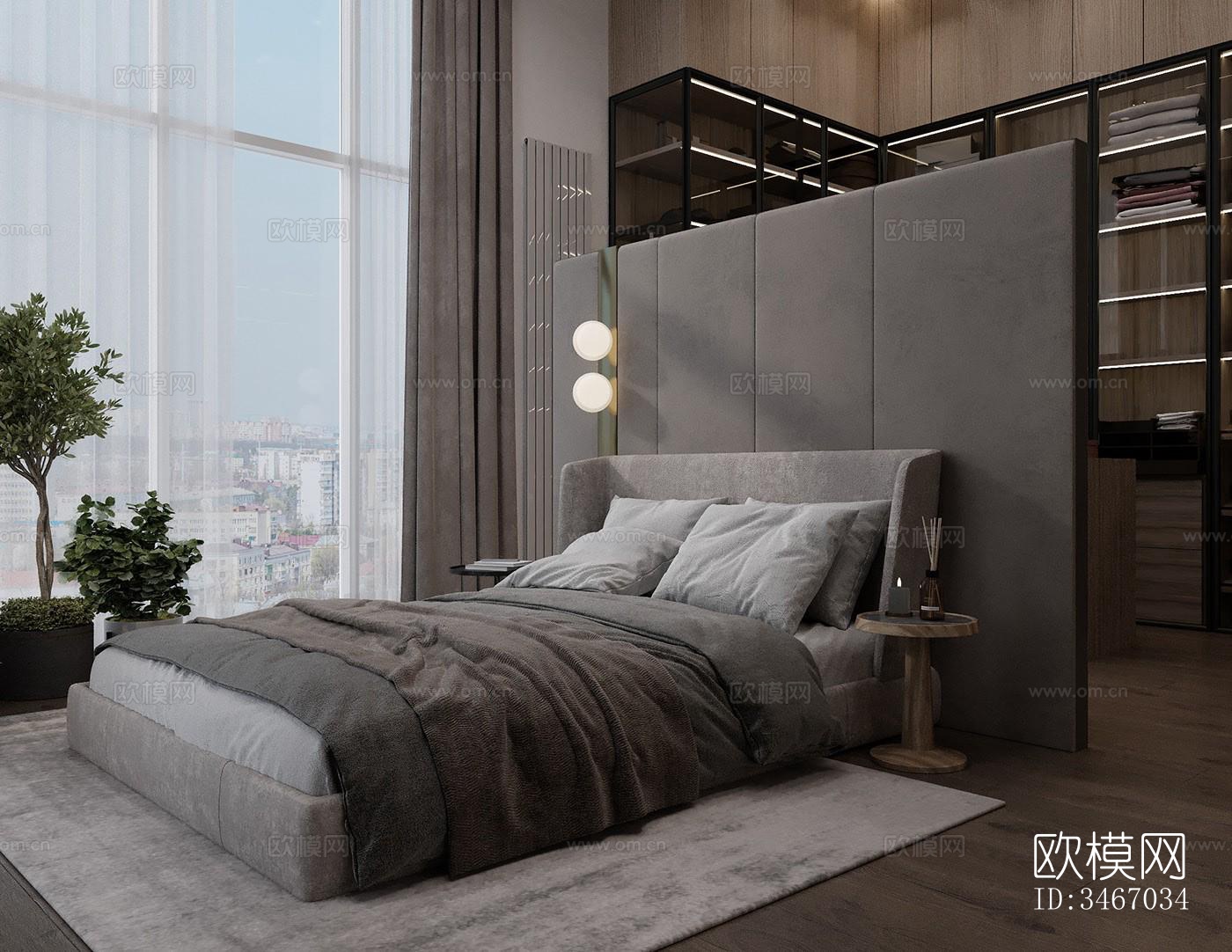 现代卧室效果图下载（渲染图3）