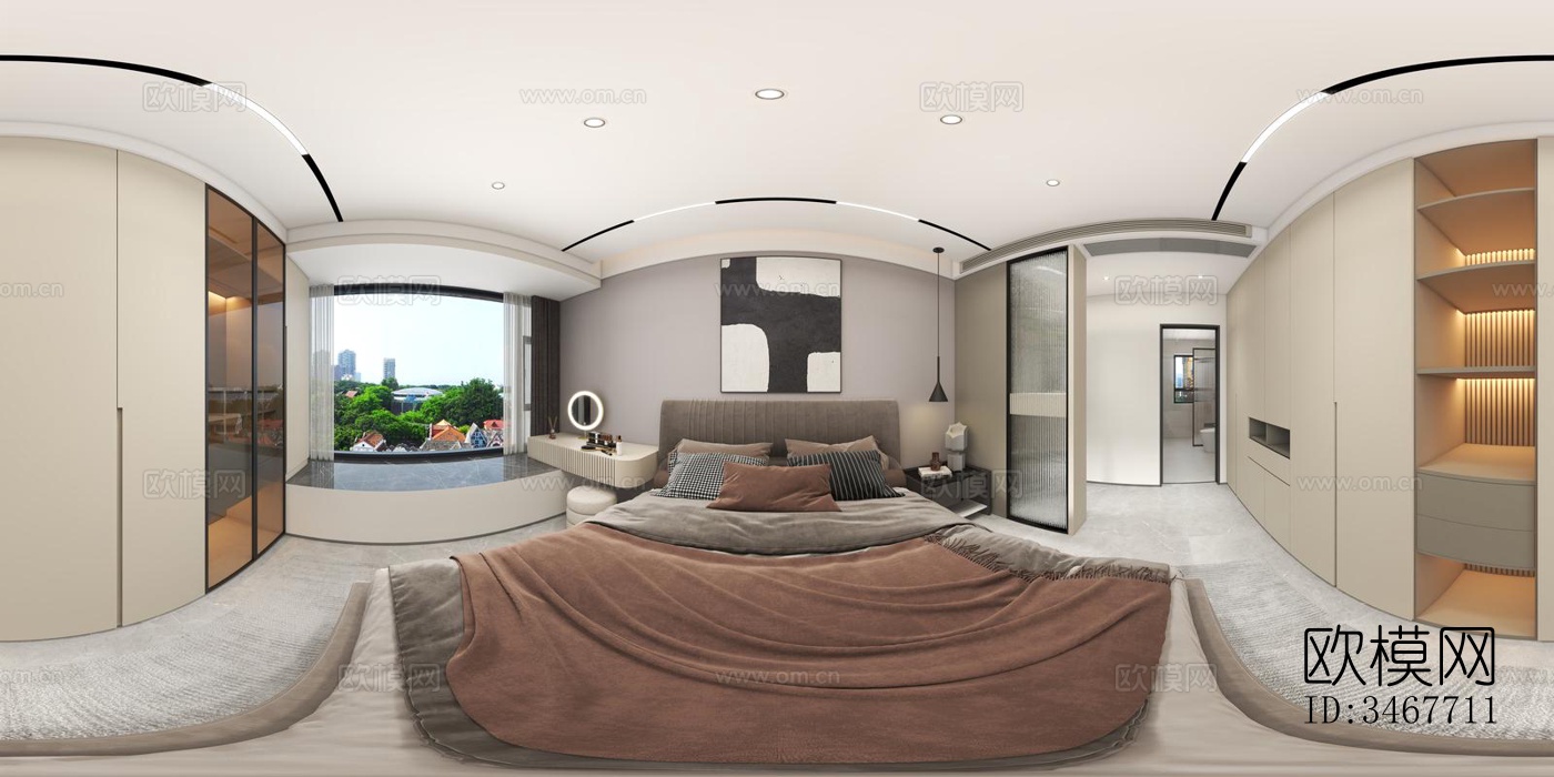 现代大平层效果图下载（渲染图10）