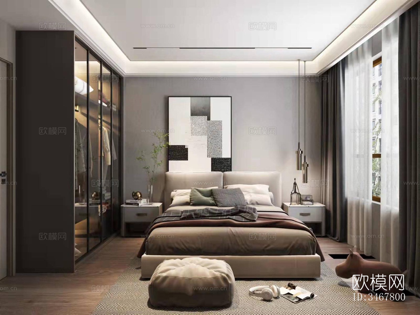 现代大平层效果图下载（渲染图5）