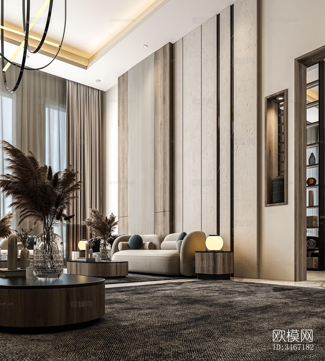 现代大平层效果图下载（渲染图16）