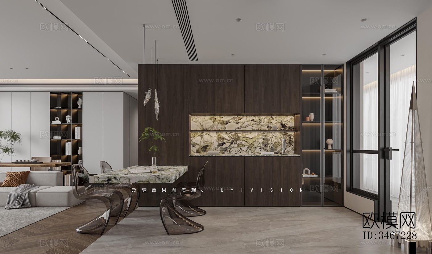 现代大平层效果图下载（渲染图6）