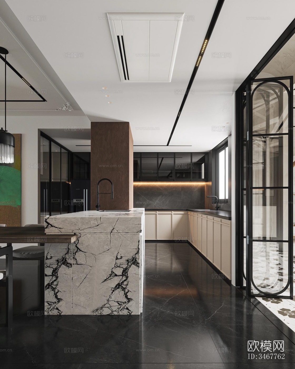 现代大平层效果图下载（渲染图12）