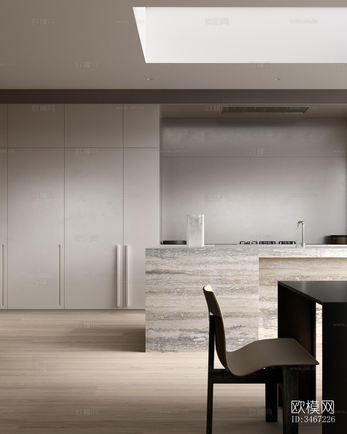 现代大平层效果图下载（渲染图3）