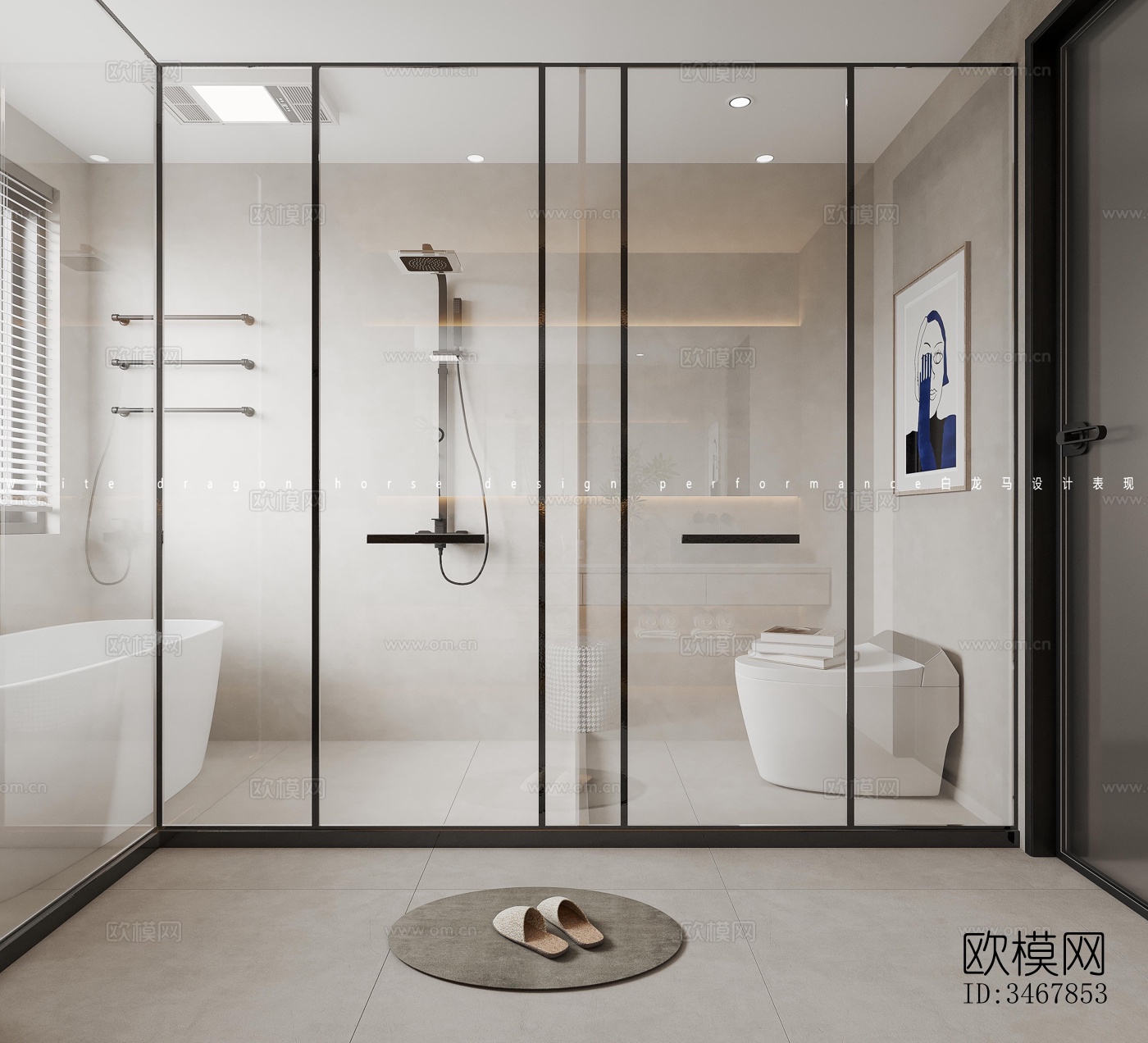 现代大平层效果图下载（渲染图8）