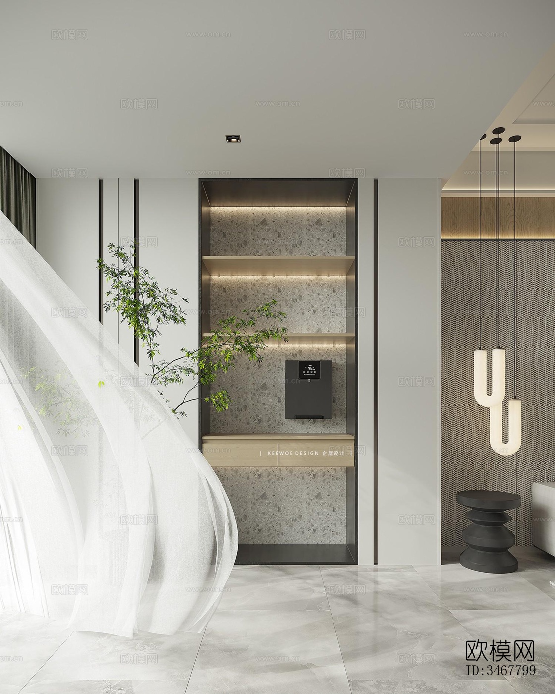 现代大平层效果图下载（渲染图9）