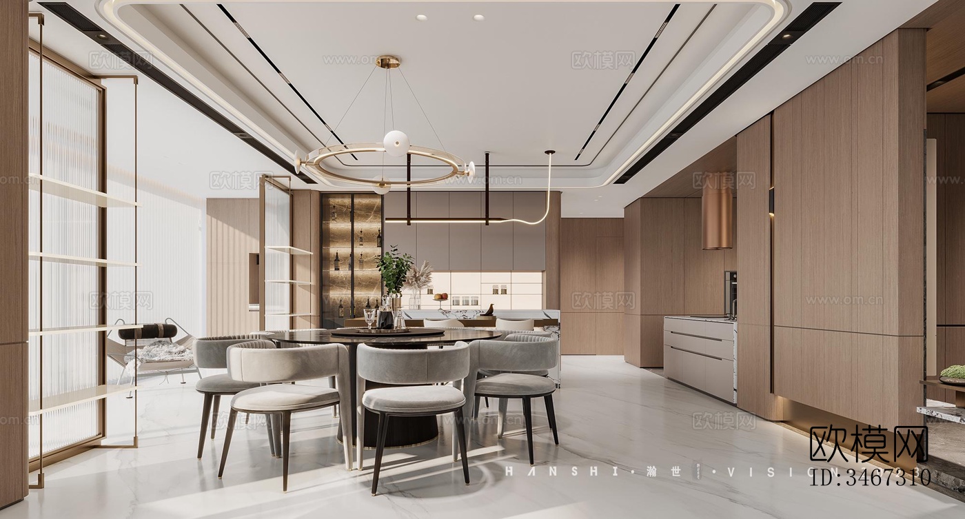 现代大平层效果图下载（渲染图4）