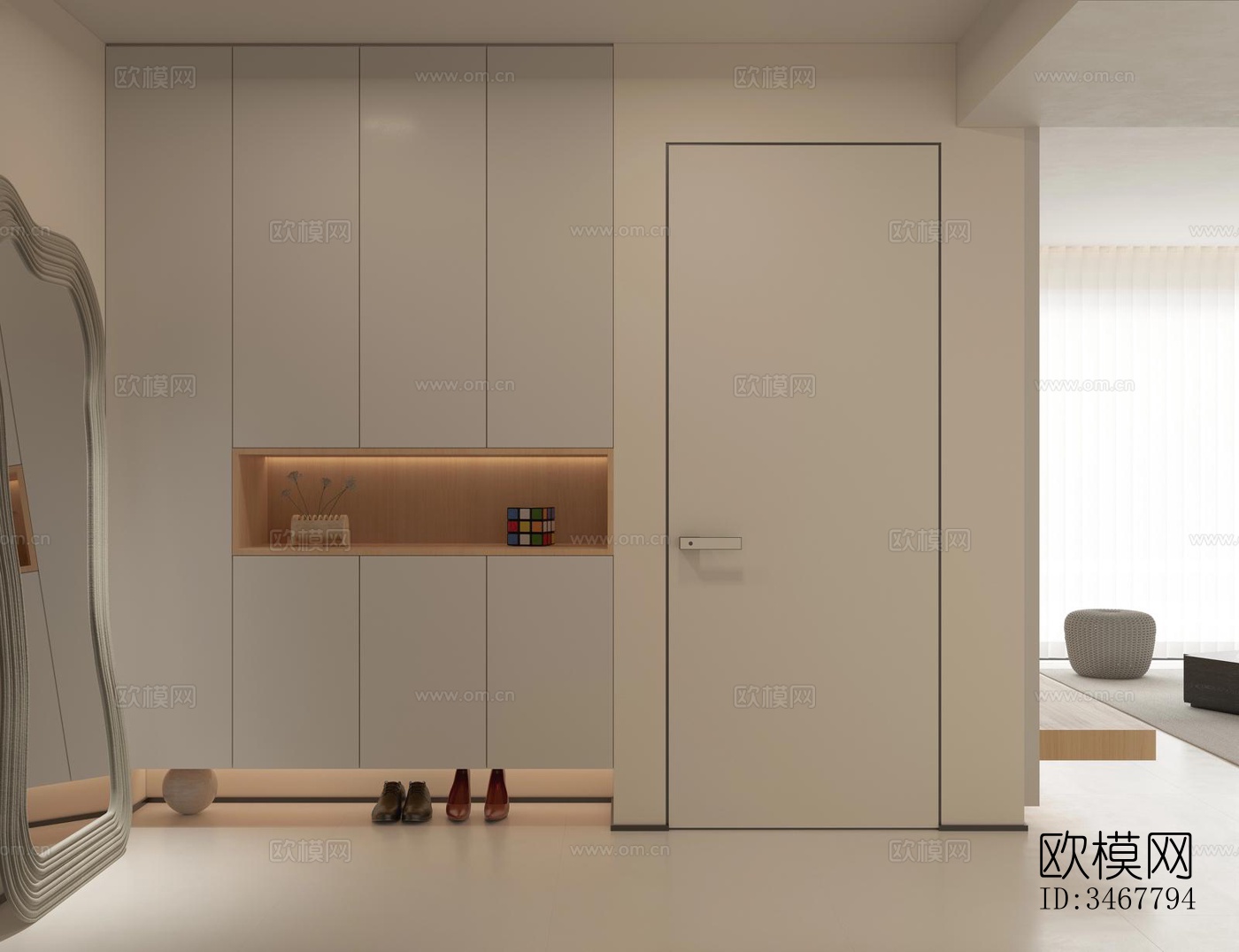 现代大平层效果图下载（渲染图9）