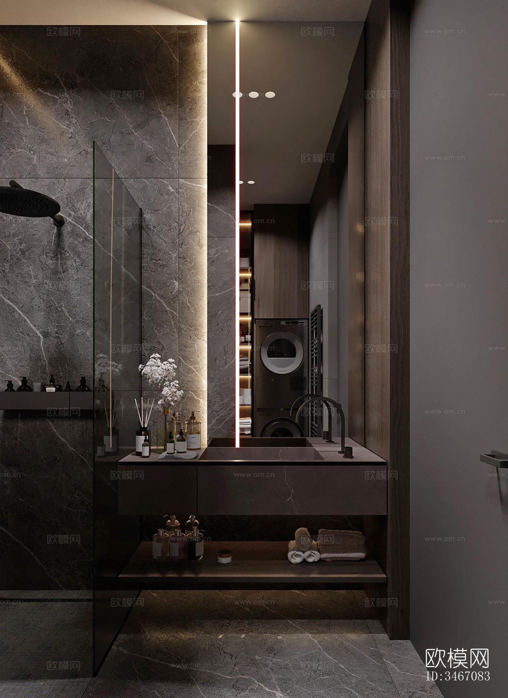 现代卫生间效果图下载（渲染图1）