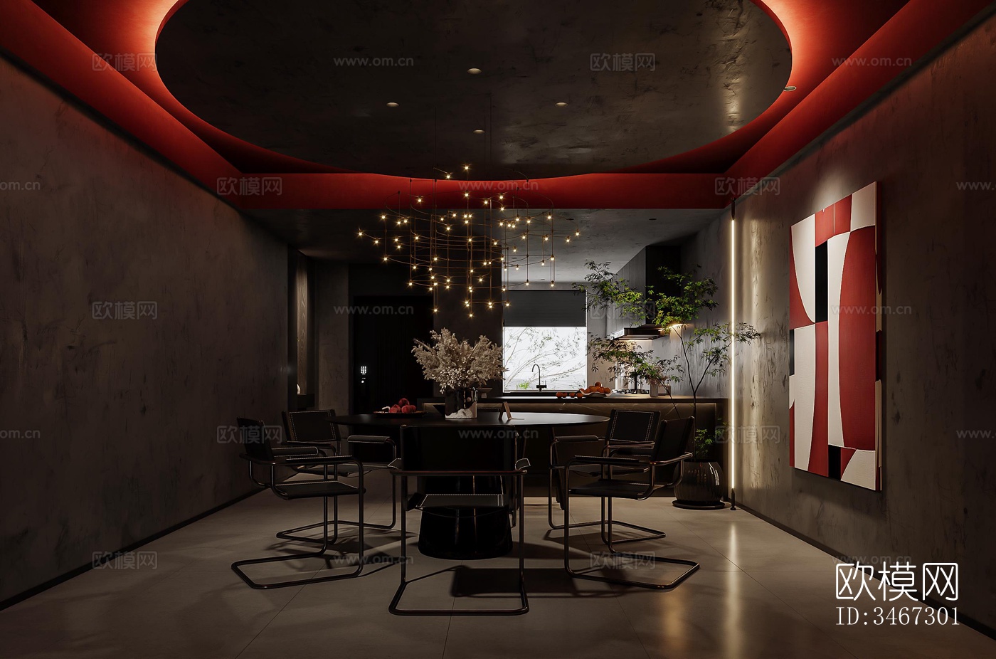 现代大平层效果图下载（渲染图11）