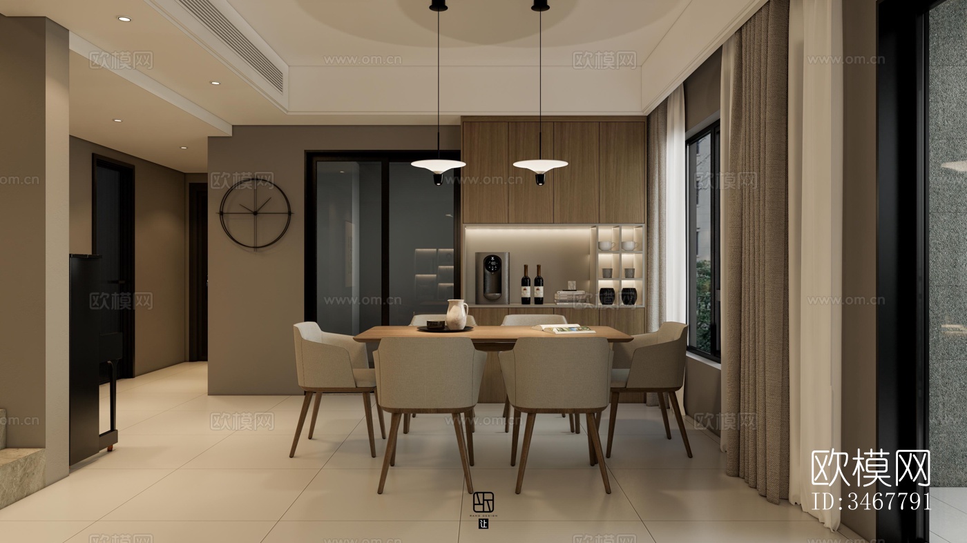 现代大平层效果图下载（渲染图17）