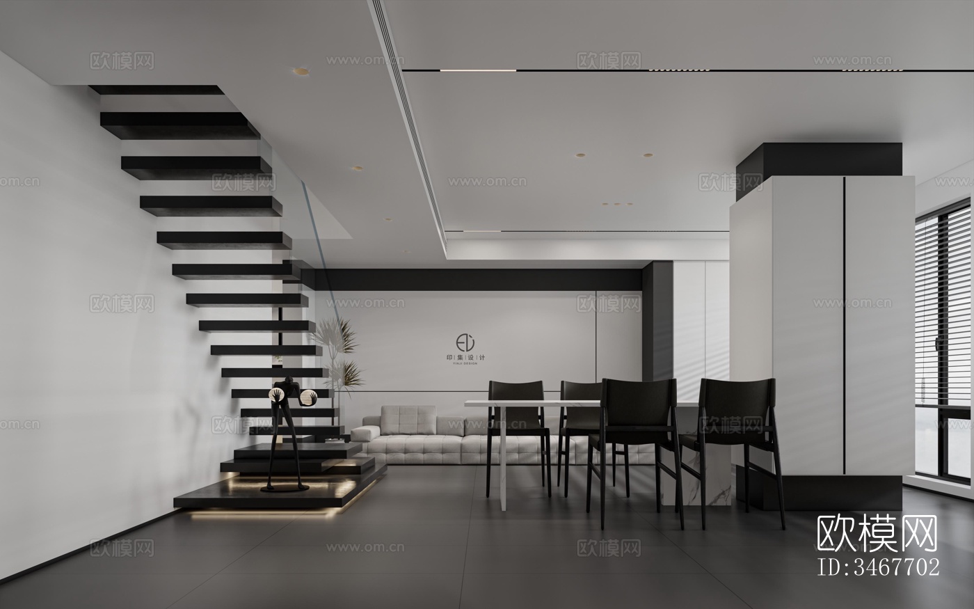 现代大平层效果图下载（渲染图14）