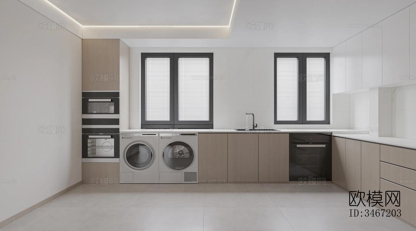 现代大平层效果图下载（渲染图5）