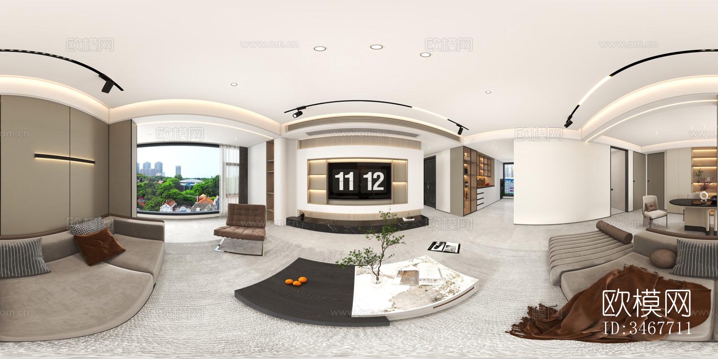 现代大平层效果图下载（渲染图11）