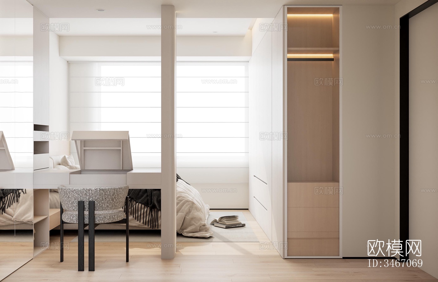 现代卧室效果图下载（渲染图3）