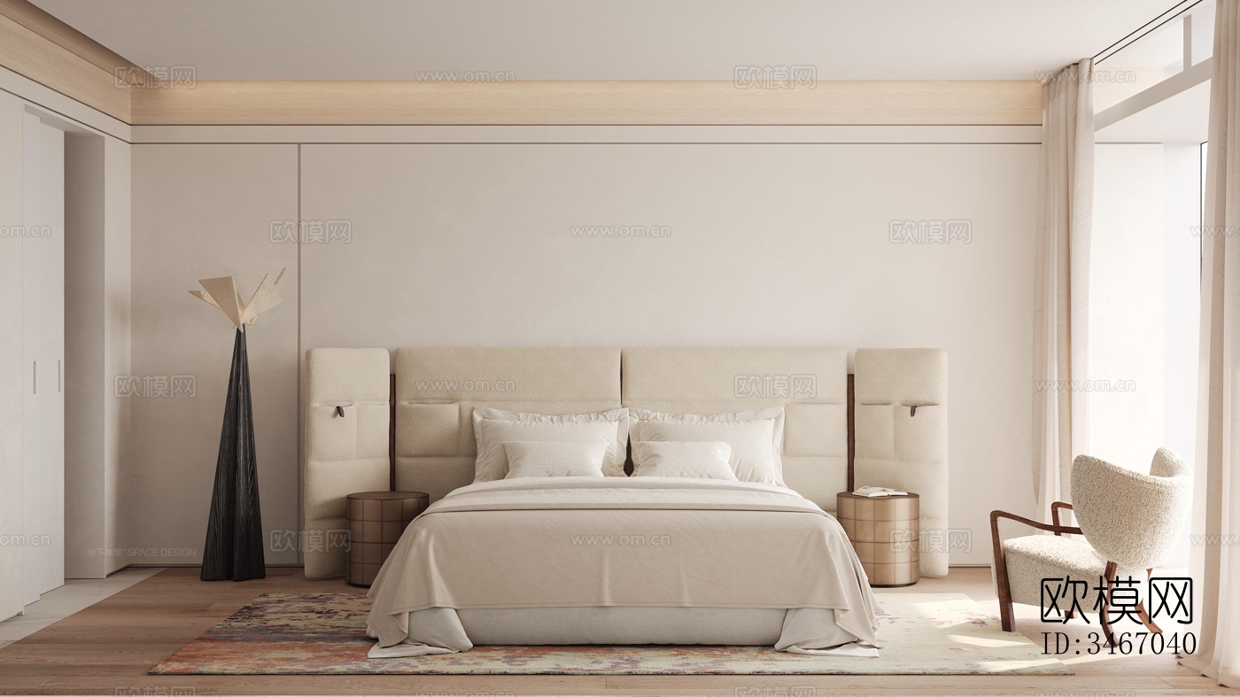 现代卧室效果图下载（渲染图2）