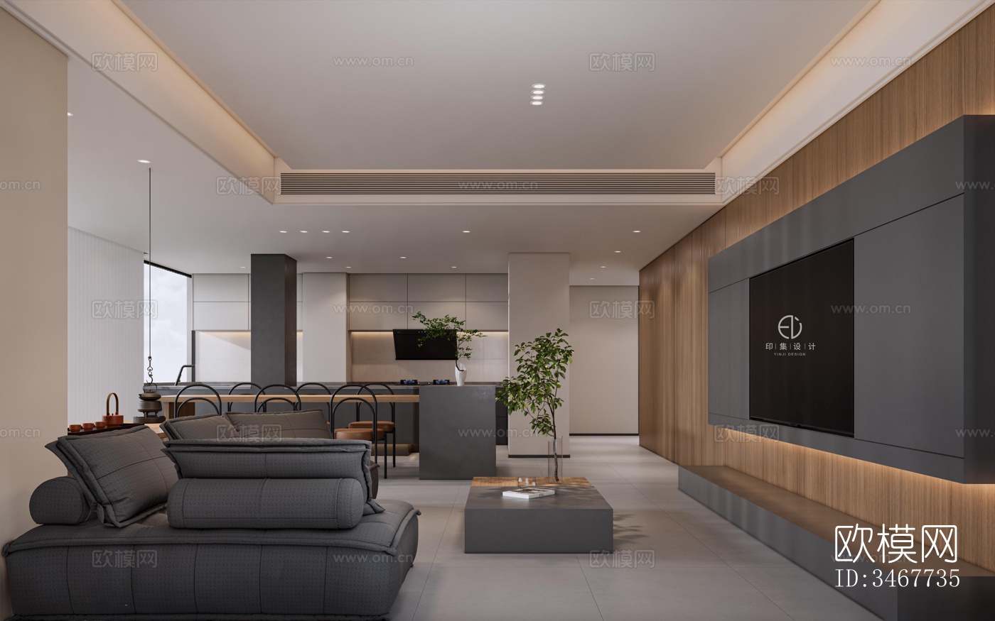 现代大平层效果图下载（渲染图16）