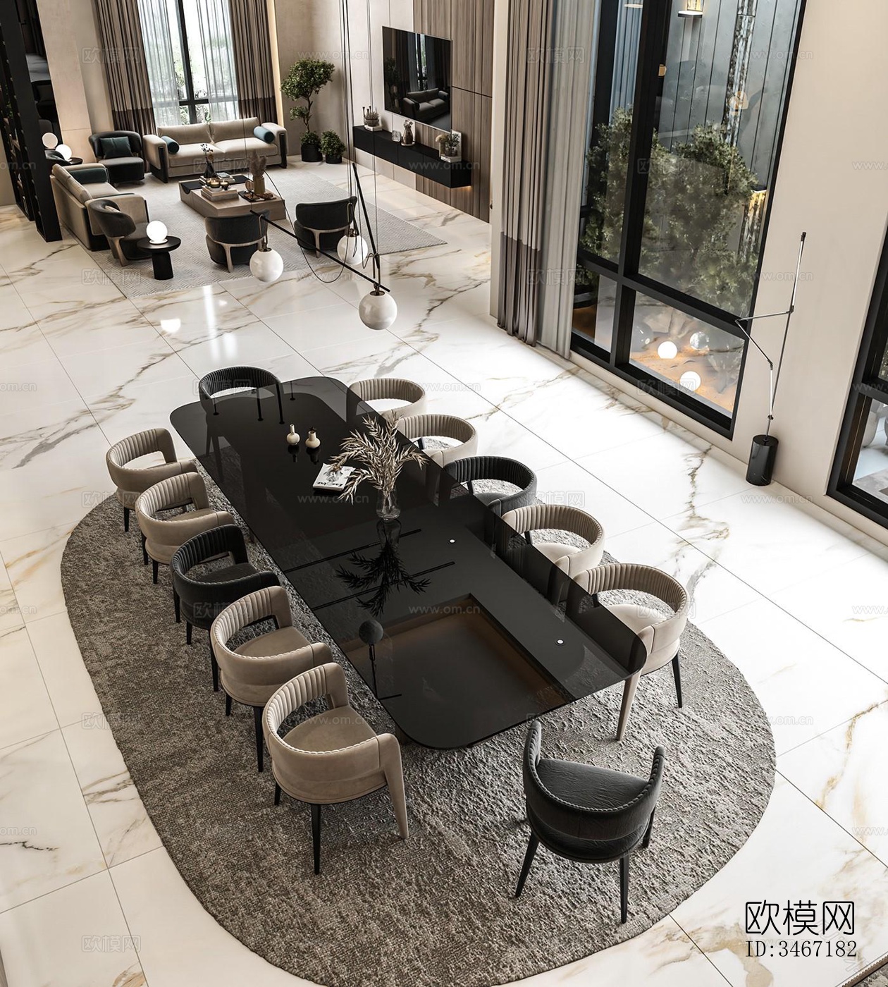 现代大平层效果图下载（渲染图8）