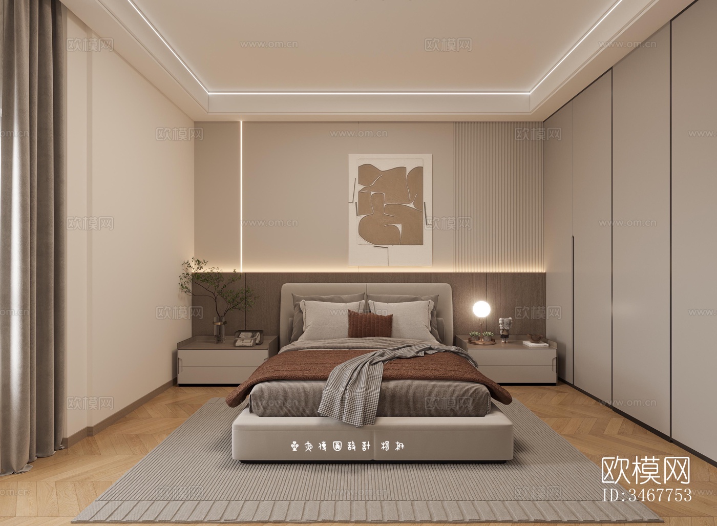 现代大平层效果图下载（渲染图9）