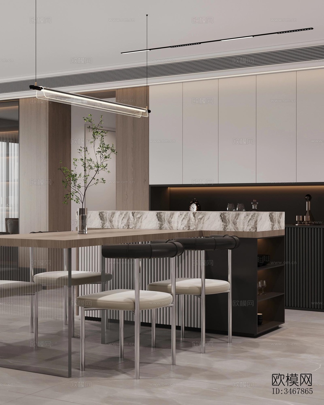 现代大平层效果图下载（渲染图13）