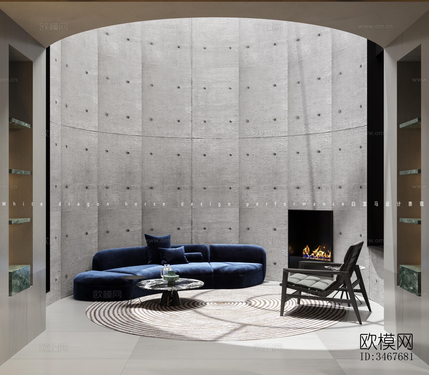 现代大平层效果图下载（渲染图2）